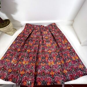 MAEVE Anthropologie Floral Skirt Rosie Metallic Pleated Size Medium